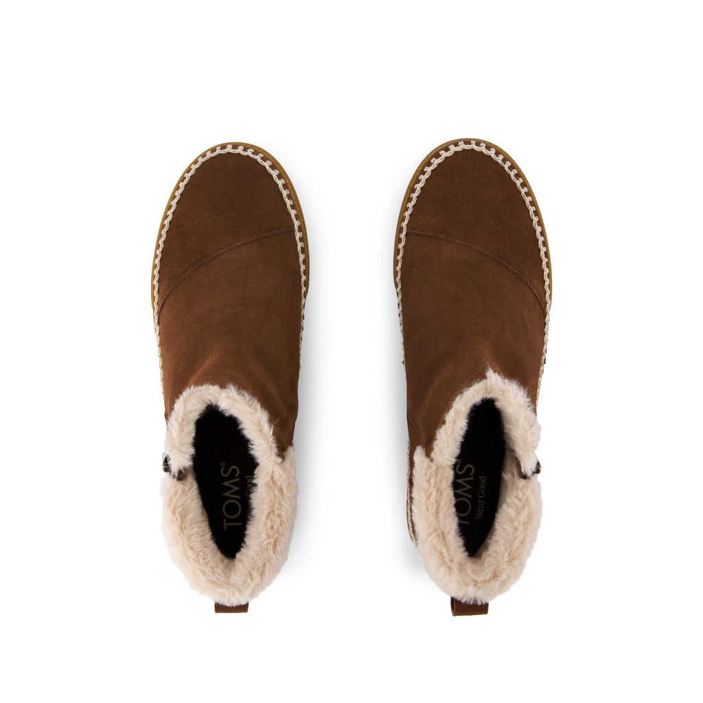 Percy Mid Platform Sneaker - Water Resistant Hot Cocoa Suede w/ Faux Fur Top View