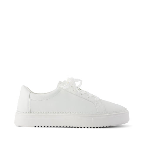 Izzy Lace-Up Sneaker - White Faux Leather Side View
