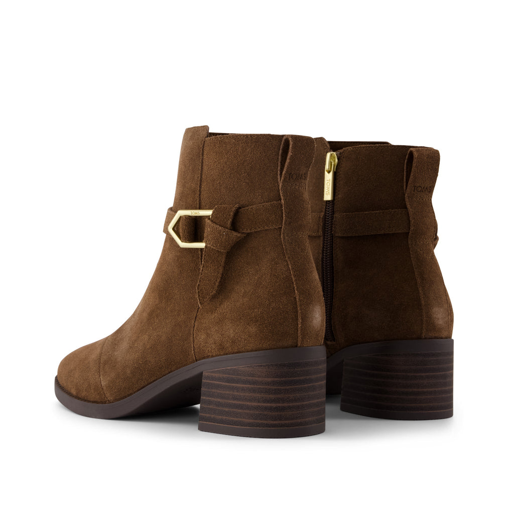 Delilah Buckle Ankle Boot - Hot Cocoa Suede Back View