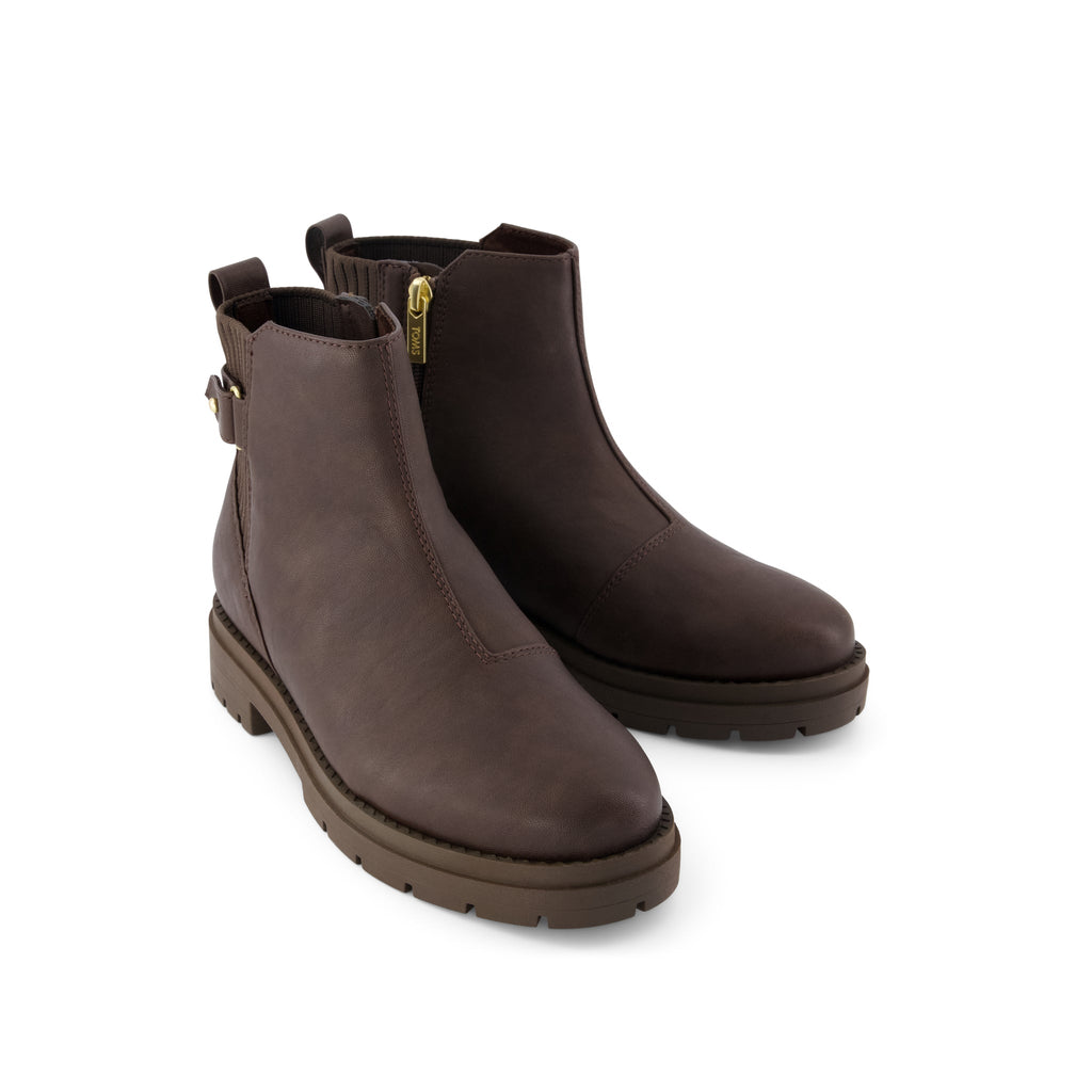 Astrid Boot - Water Repellent Chocolate Brown Faux Leather Front View