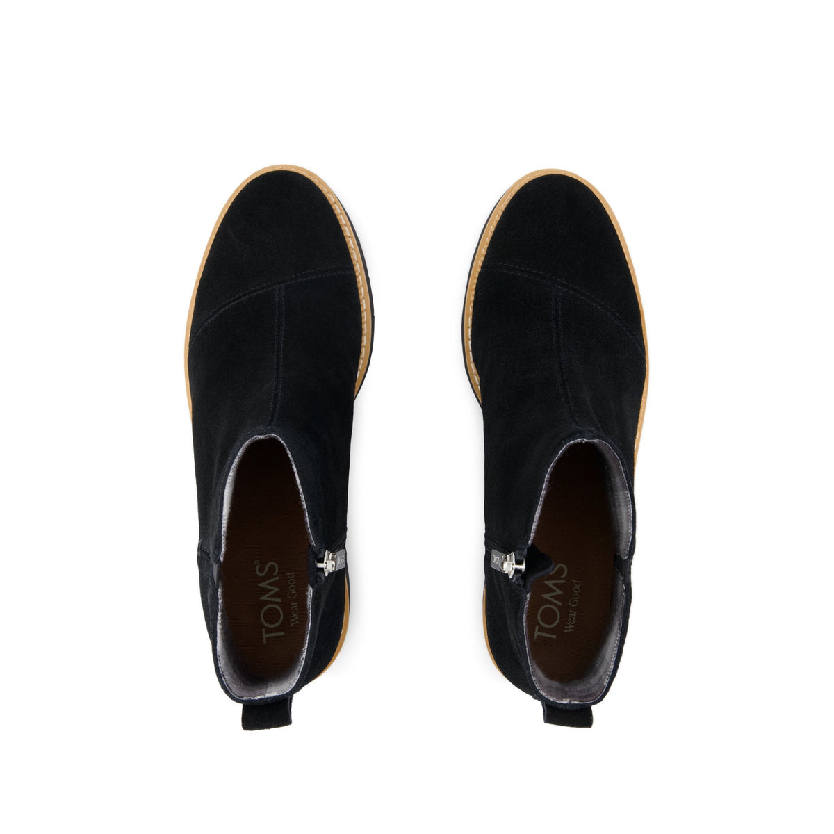 Mina Wedge Boot - Water Repellent Black Suede Top View