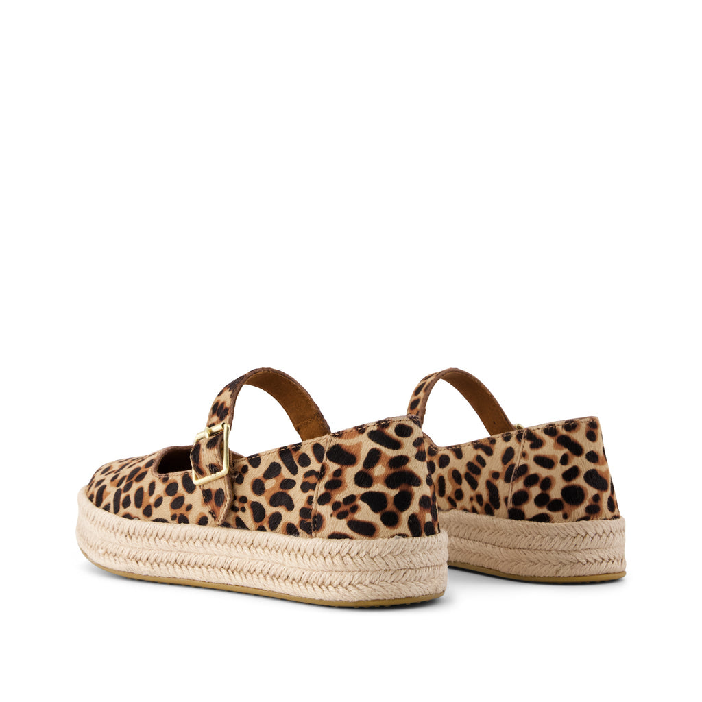 Carolina Mary Jane Espadrille - Brown Sugar Leopard Print Hair Back View