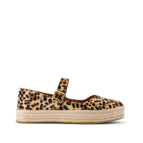 Carolina Mary Jane Espadrille - Brown Sugar Leopard Print Hair Side View