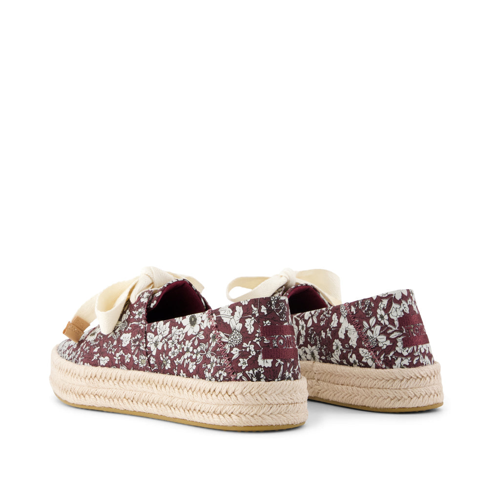 Carolina Lace-Up Espadrille - Burgundy Floral Print Back View