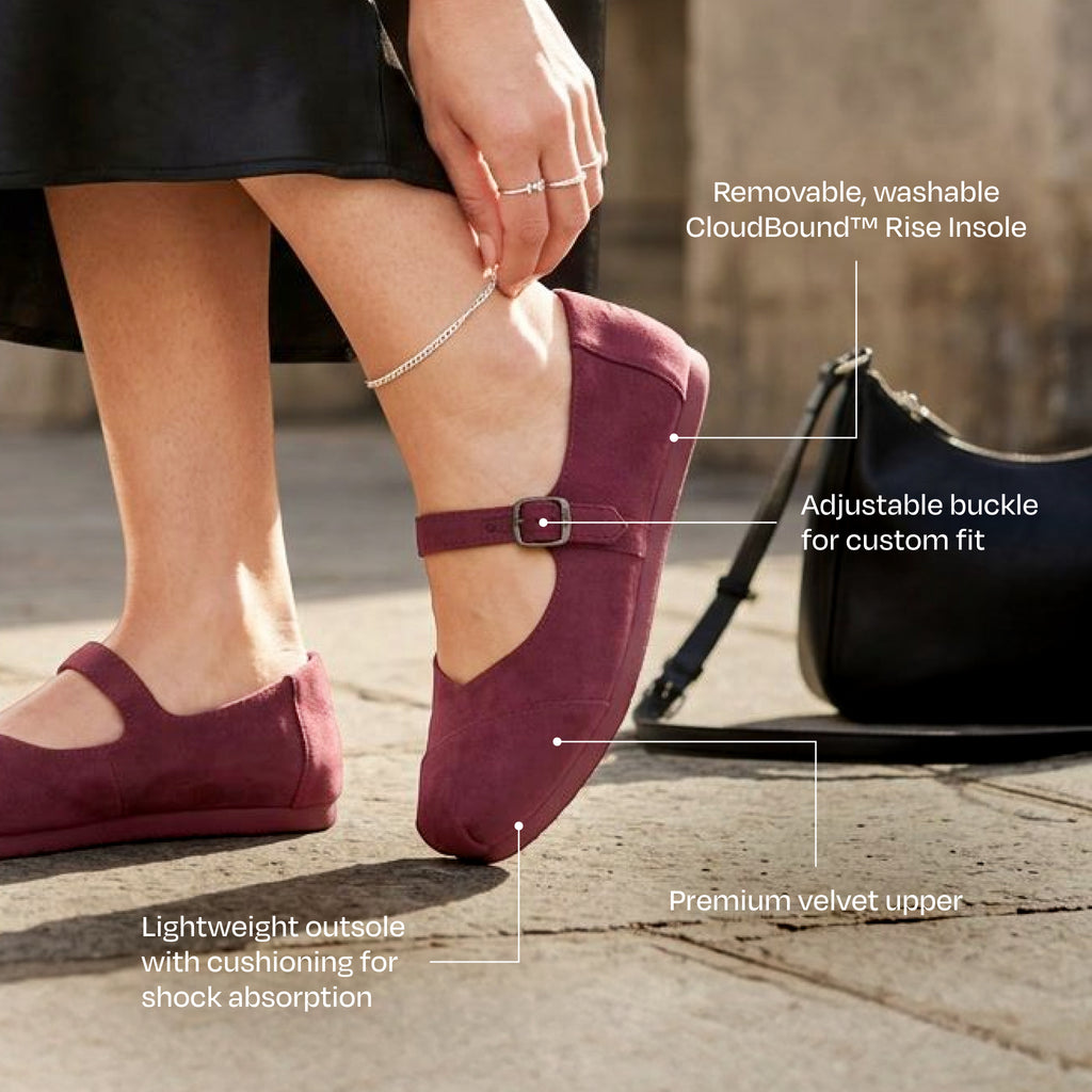 Alpargata Mary Jane - Dark Burgundy Red Premium Velvet