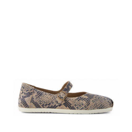 Alpargata Mary Jane - Taupe Snake Print Suede Side View