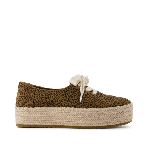 Valencia Lace-Up Platform Espadrille - Toffee Leopard Print Side View