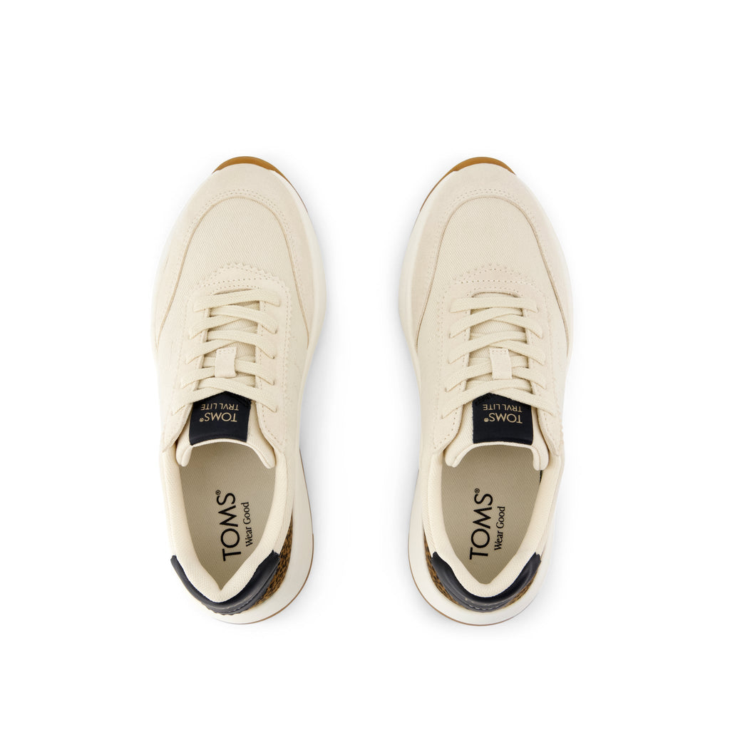 TRVL Lite Wedge Sneaker - Water Repellent Cream Cheetah Print Vintage Twill Top View