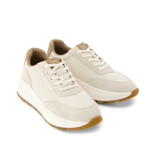 TRVL Lite Wedge Sneaker - Water Repellent Light Sand Vintage Twill Front View