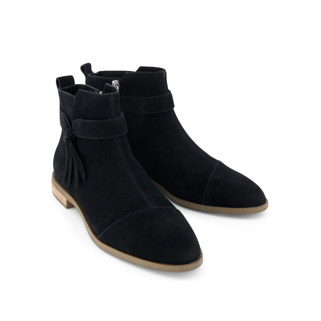Stacey Ankle Bootie - Black Suede Front View