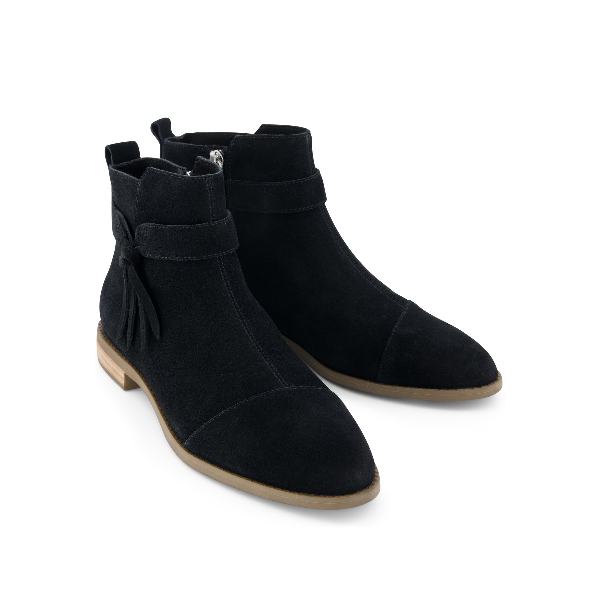 Stacey Ankle Bootie - Black Suede Front View