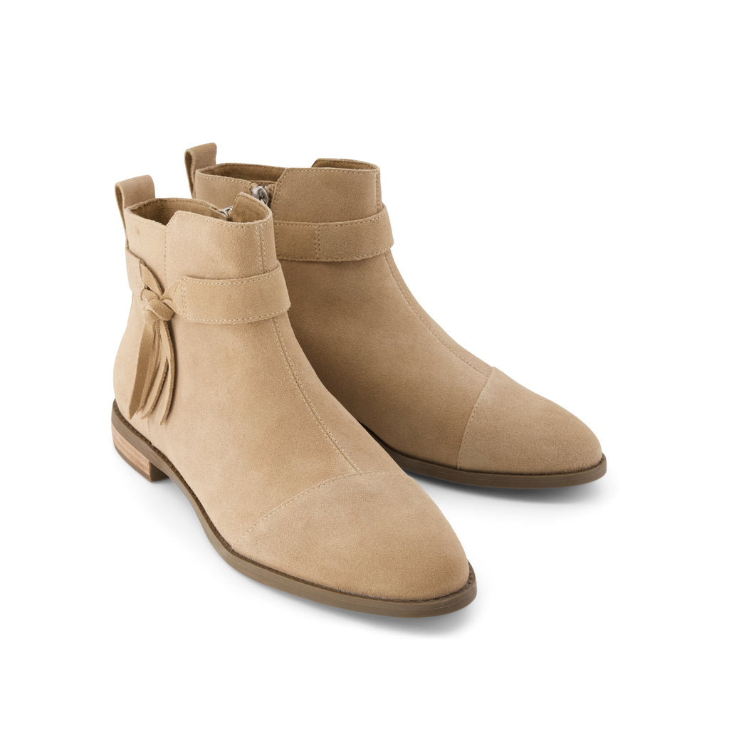 Stacey Ankle Bootie - Taupe Suede Front View