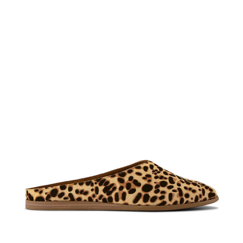 Amelia Mule - Brown Sugar Leopard Print Hair Leather Side View