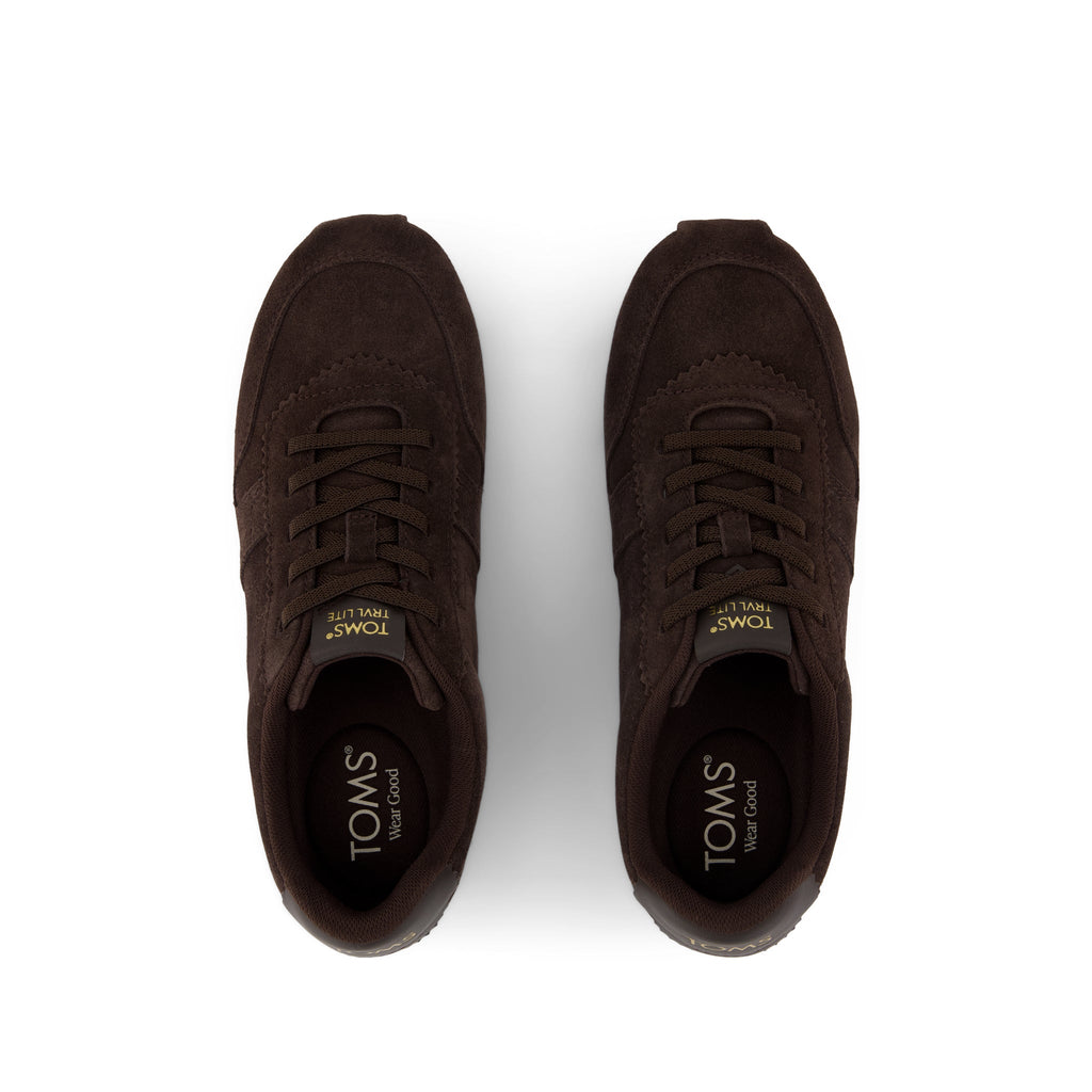 TRVL LITE Palisade Sneaker - Water Repellent Chocolate Brown Suede Top View