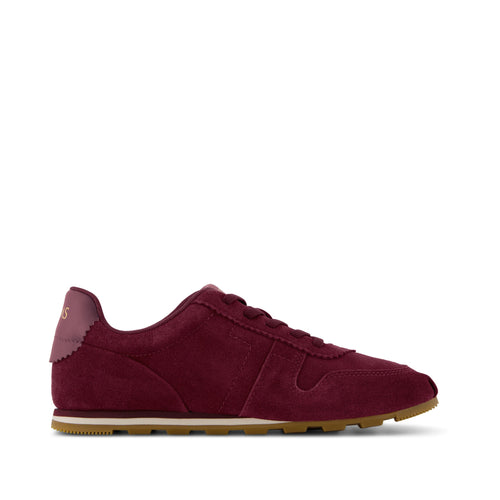 TRVL LITE Palisade Sneaker - Water Repellent Dark Burgundy Red Suede Side View