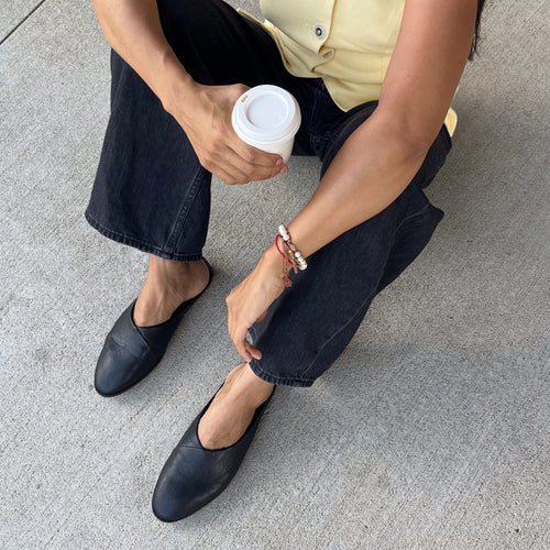 Amelia Mule - Black Tumbled PU