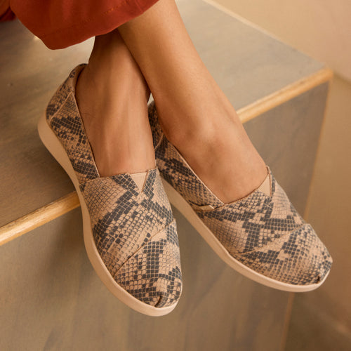 Alpargata Plus - Taupe Brown Snake Print Suede