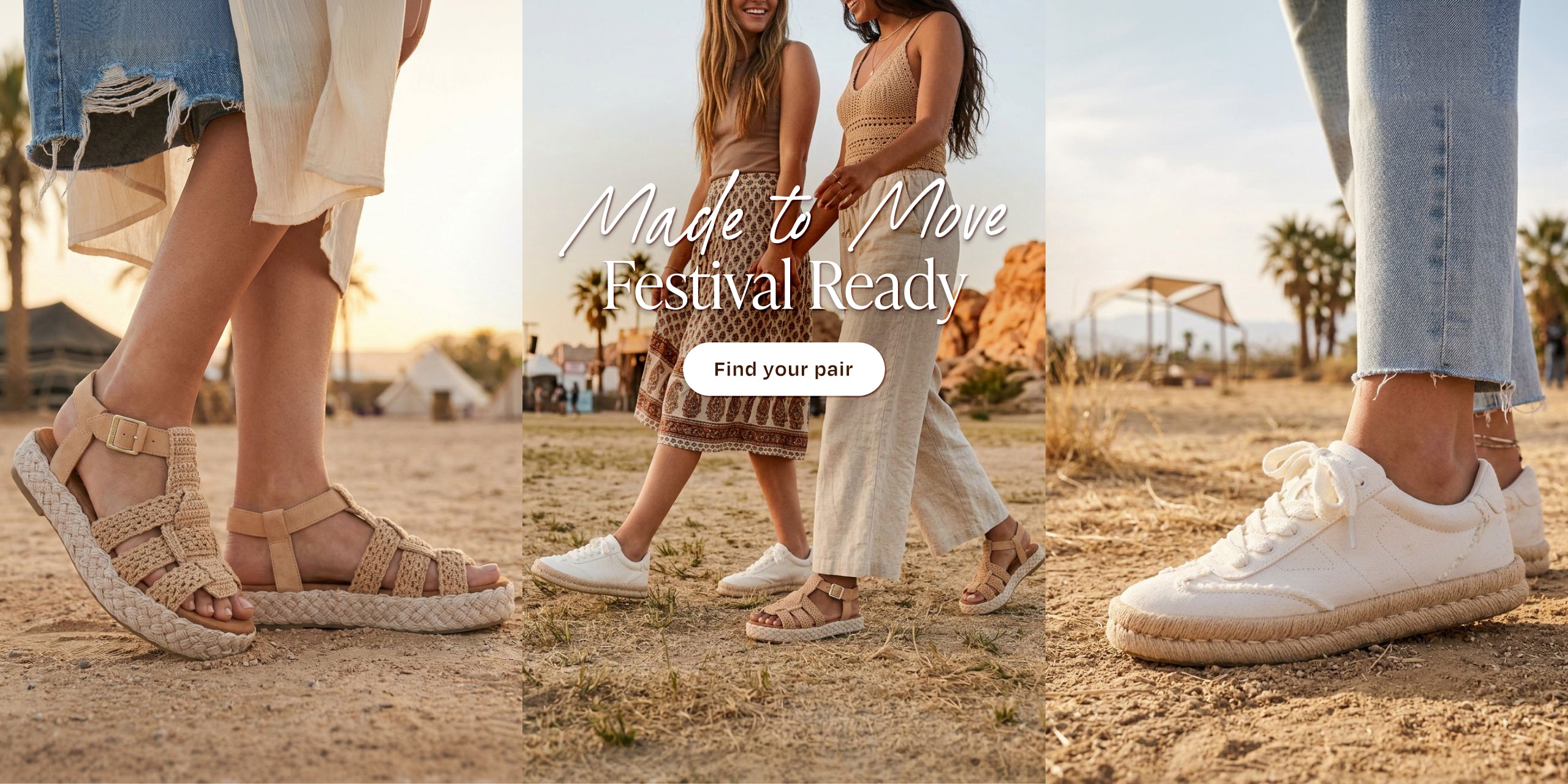 Jac in natural crochet & Jesse espadrille in white on model