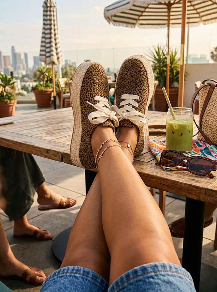 Valencia in Toffee Micro Leopard Print ​on foot