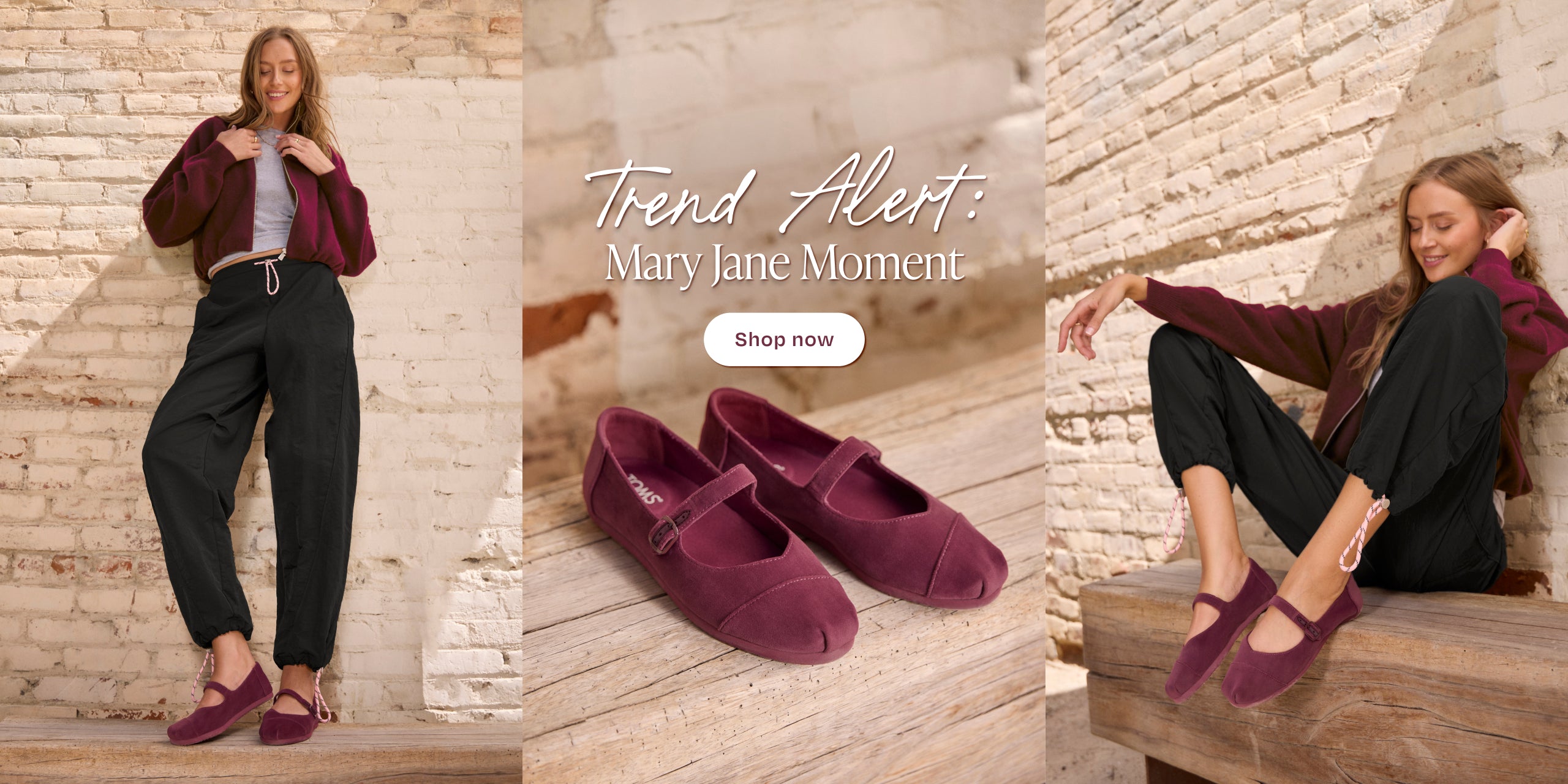 Alpargata Mary Jane in Burgundy welvet on model