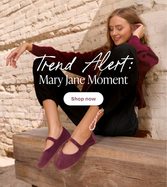 Alpargata Mary Jane in Burgundy welvet on model