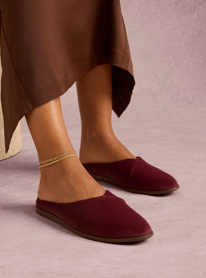 Amelia Mule - Dark Burgundy Red Premium Velvet