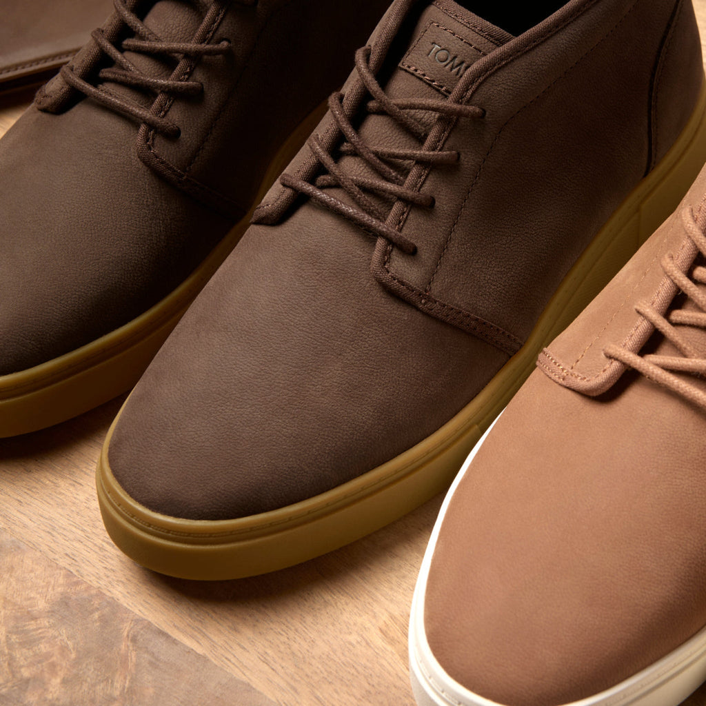 Men's Carlo Mid 2.0 Water Resistant Sneaker in Oak Brown Leather Detail Product Shot