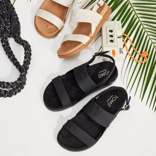 Marin Strap Sandal - Black Heavy Canvas On Figure Image