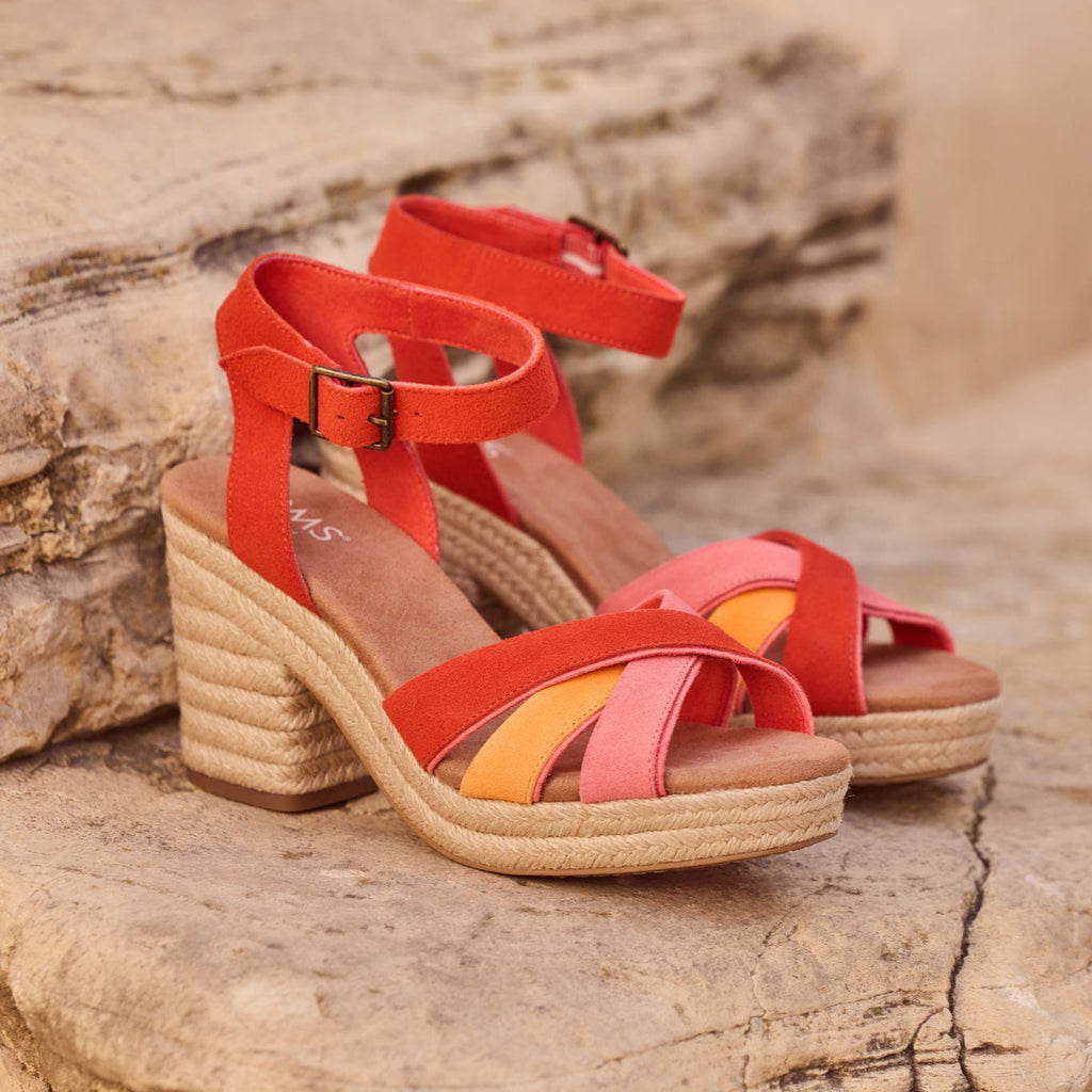 Majorca Rope Strappy Platform Sandal - Flame Suede On Figure Image 2